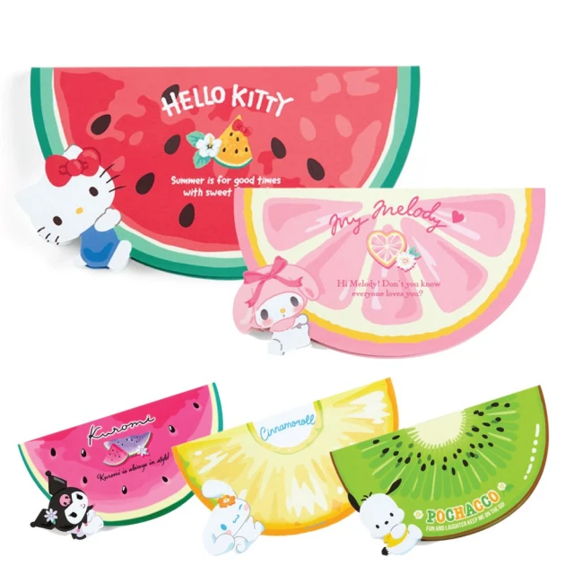 【小禮堂】三麗鷗 造型便條紙 - 夏日水果 Hello Kitty 美樂蒂 大耳狗 酷洛米(平輸品)