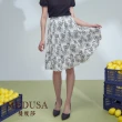 【MEDUSA 曼度莎】現貨-黑色花朵箱褶短裙（M-XL）｜女短裙 中長裙(101-3050C)