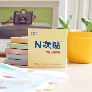 【N次貼】標準型可再貼便條紙 76x76mm 100張/本 61115-61120 黃、粉紅、藍、綠、橘、紫