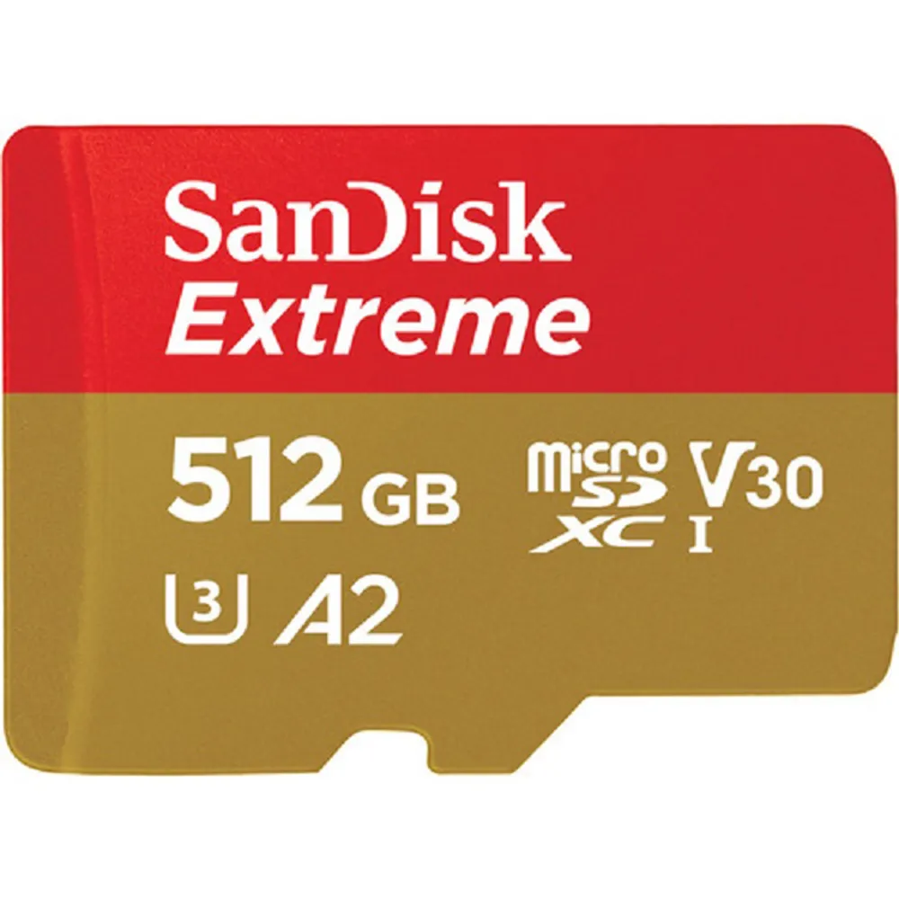 【SanDisk 晟碟】512GB microSDXC 190MB/s Extreme 4K U3 A2 記憶卡