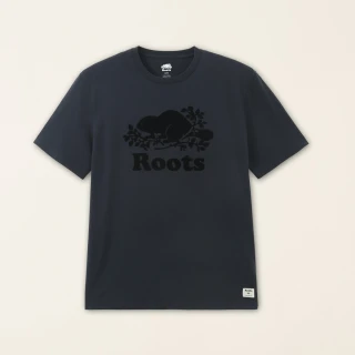 【Roots】Roots男裝-絕對經典系列 海狸LOGO有機棉短袖T恤(軍藍色)