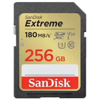 【SanDisk 晟碟】256GB SDXC Extreme 180MB/s 4K U3 V30 C10 相機記憶卡 公司貨