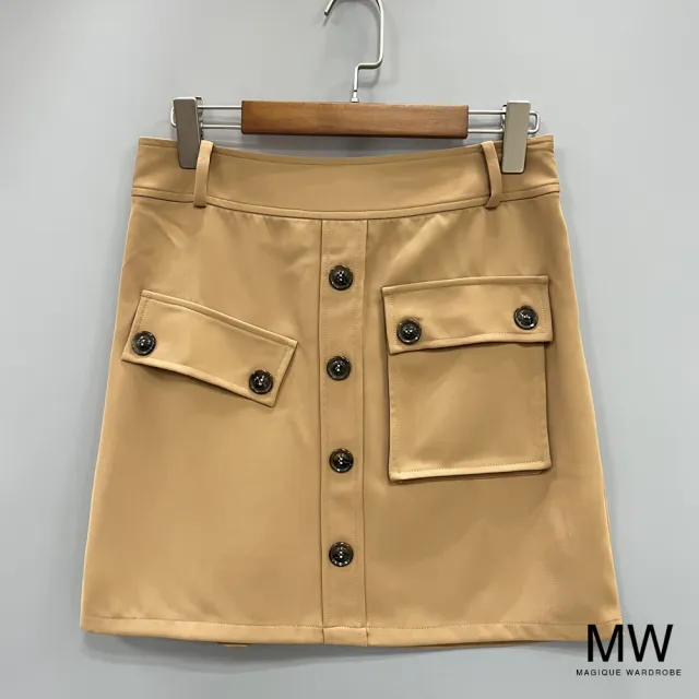 【MAGIQUE WARDROBE】造型口袋排釦A字短裙(2色)