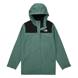 【The North Face 官方旗艦】北面兒童綠色防水透氣連帽衝鋒衣｜87B4KIB(外套)