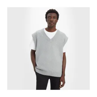 【LEVIS 官方旗艦】男款 寬鬆版針織背心毛衣 麻花灰 熱賣單品 A5742-0000