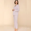 【COEMI】兩件式長袖開釦睡衣 居家服 長袖套裝 女睡衣(淺芋-231C031)