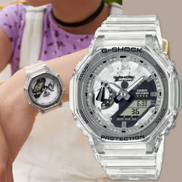 【CASIO 卡西歐】G-SHOCK 40周年透明限量版透視機芯手錶 畢業禮物(GMA-S2140RX-7A)