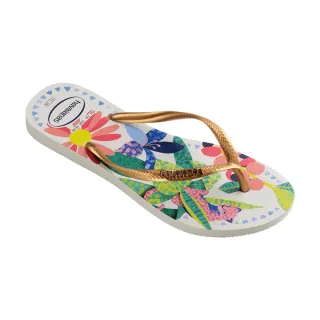 【havaianas 哈瓦仕】拖鞋 女鞋 夾腳拖 花卉 花豹 Slim Tropical 白 4122111-0093W(哈瓦士)