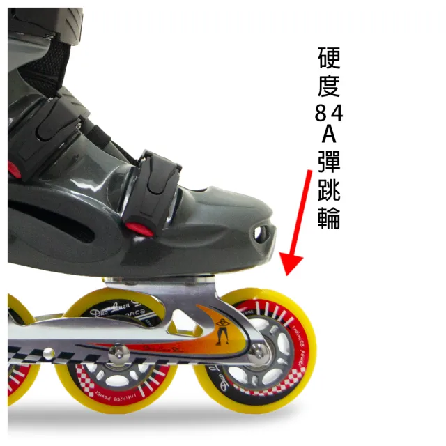 【D.L.D 多輪多】鋁合金底座 專業競速直排輪 溜冰鞋(鐵灰銀 X5)