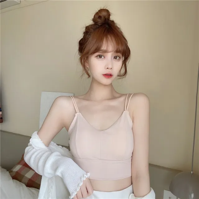 【D.studio】韓版超舒適冰絲吊帶美背小可愛6件組(帶胸墊免穿內衣 上衣 女裝 背心 衣服 冰絲背心 短版上衣)