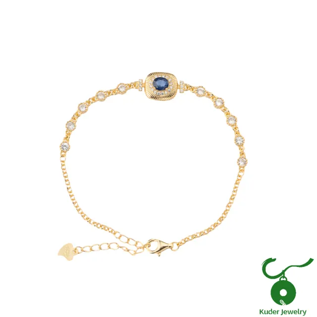 【K.D.J 圓融珠寶】古典金色台天然藍寶石手鍊