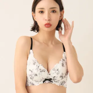 【aimerfeel】單品內衣黑白花卉交叉蕾絲 高脇邊內衣-白色(605913-W)