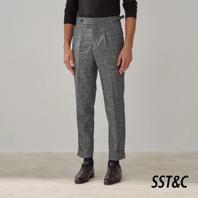 SST&C 新品上市 灰色格紋修身版西裝褲0212308005