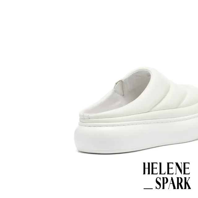 【HELENE_SPARK】舒適率性純色澎感軟羊皮穆勒厚底拖鞋(白)