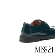 【MISS 21】懷舊經典光澤感全真皮綁帶厚底鞋(綠)