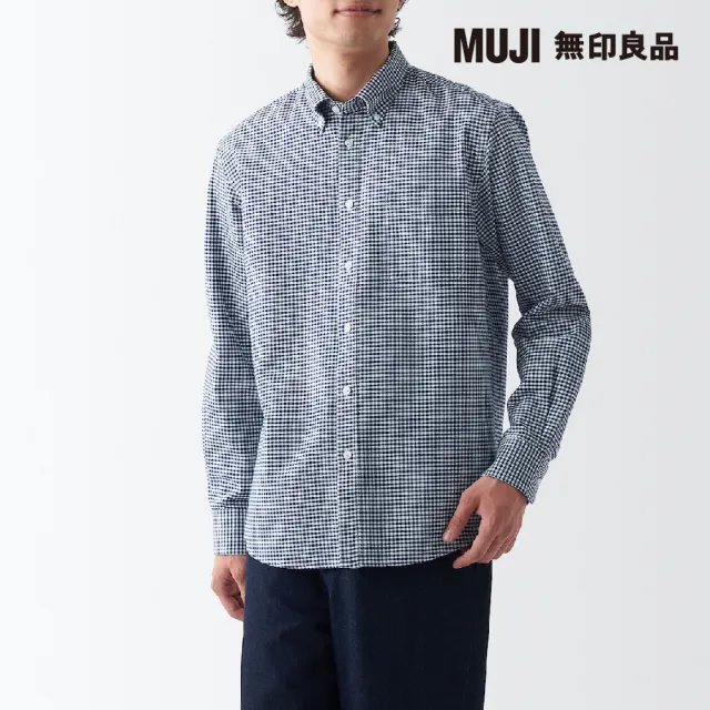 【MUJI 無印良品】男有機棉水洗牛津布扣領長袖襯衫(共10色)