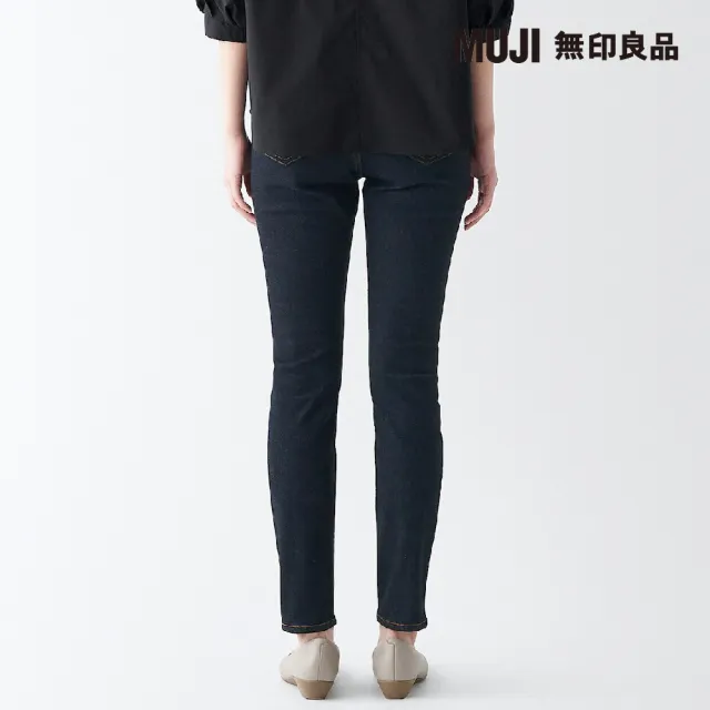 【MUJI 無印良品】女有機棉混超彈力丹寧窄版褲(暗藍)