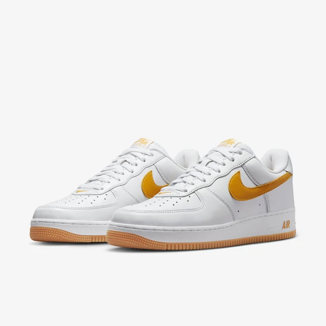 NIKE 耐吉 AIR FORCE 1 LOW RETRO QS 防水 皮革 白黃 男鞋(FD7039-100)