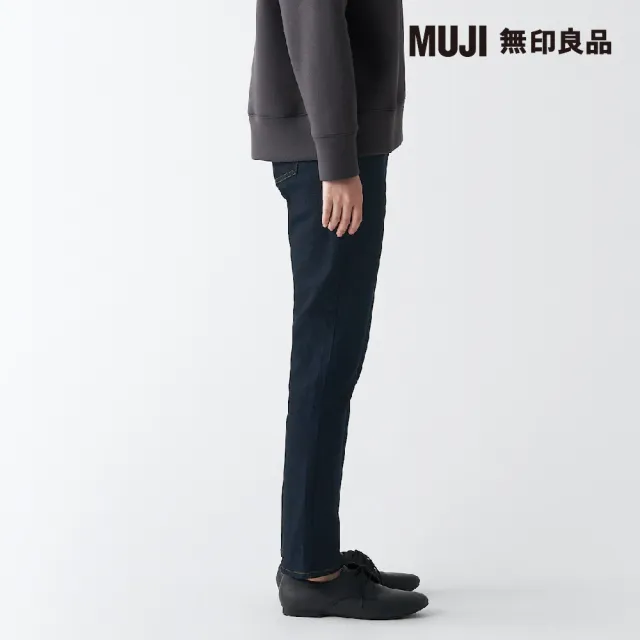 【MUJI 無印良品】女有機棉混彈性丹寧合身褲(暗藍)