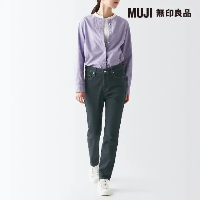 【MUJI 無印良品】女有機棉混彈性丹寧合身褲(墨灰)