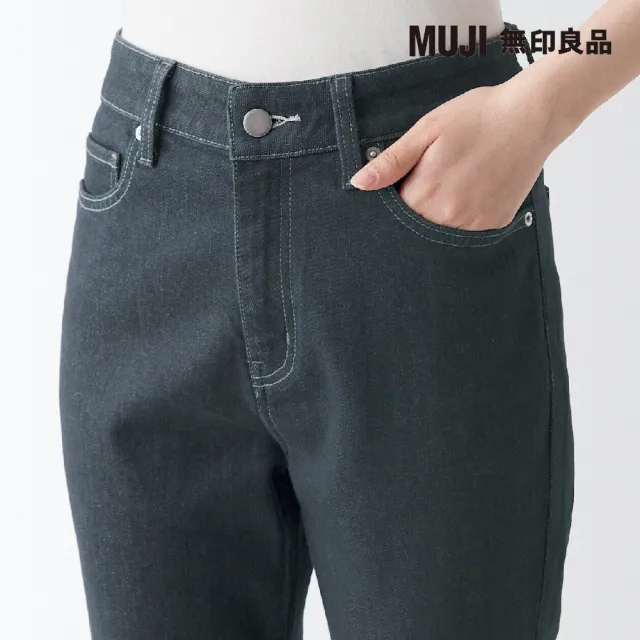 【MUJI 無印良品】女有機棉混彈性丹寧合身褲(墨灰)