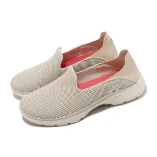 【SKECHERS】休閒鞋 Go Walk 6-Vivid Motion 女鞋 米白 懶人鞋 健走鞋 套入式(124553-TPPK)