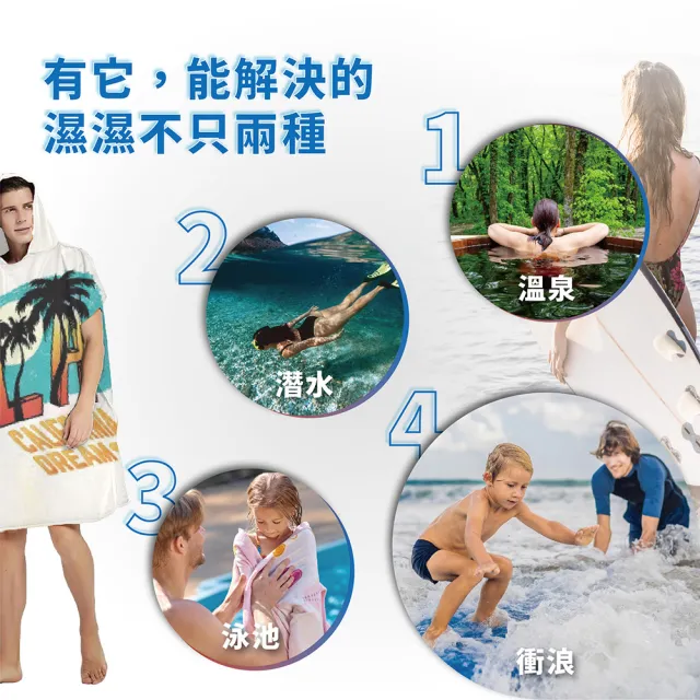 【SWIMFLOW】海灘浴巾衣(沙灘衣 毛巾衣 連帽浴巾衣 衝浪毛巾衣 海灘浴巾衣 斗篷浴衣 換衣浴袍)