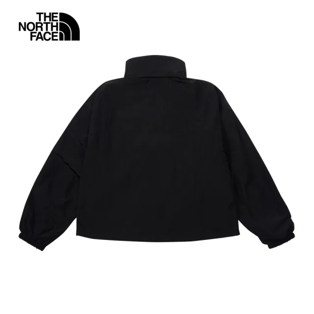 【The North Face 官方旗艦】北面女款黑色DWR防潑水立領防風外套｜83QYJK3