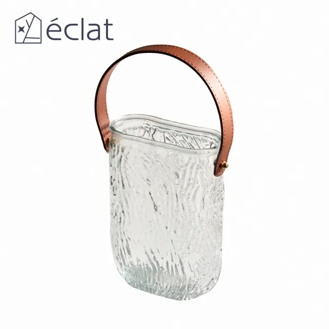 【Eclat】歐式輕奢皮革手提玻璃花瓶/桌面擺飾_2款任選(花瓶擺件 花藝花器 插花裝飾品 造型花瓶 手提花瓶)