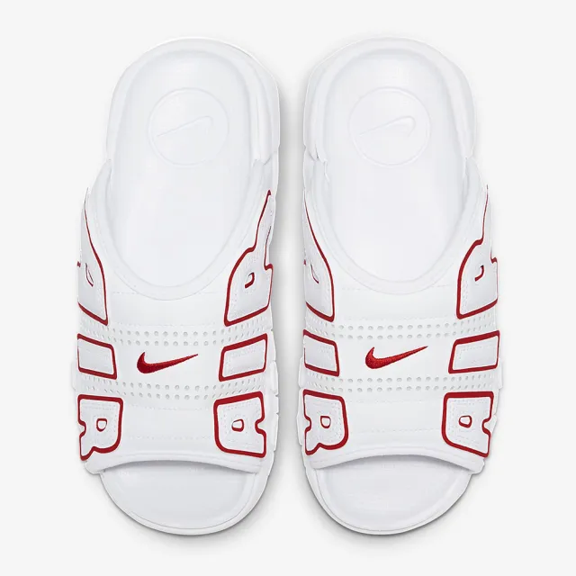 【NIKE 耐吉】拖鞋 SLIPPER 休閒鞋 W AIR MORE UPTEMPO SLIDE 女鞋 白紅(FD9885100)
