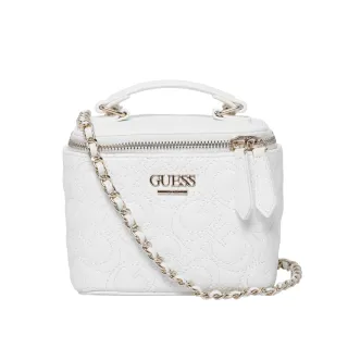 【GUESS】經典縫線紋肩背包(白)