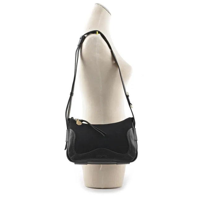 【See by Chloe’】HANA HOBO 牛皮拼麂皮迷你肩背/斜背二用包(黑色)