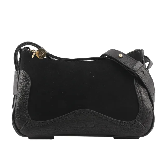 【See by Chloe’】HANA HOBO 牛皮拼麂皮迷你肩背/斜背二用包(黑色)