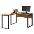 【AT HOME】書桌椅組-4尺黃金橡木色L型鐵藝書桌/電腦桌/工作桌+升降椅 現代簡約(康迪仕)