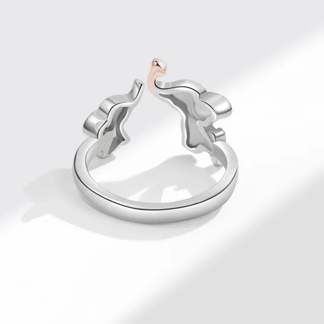 【I.Dear Jewelry】正白K-母子象-韓國東大門吉祥小象造型精美開口銀戒指(韓版/INS風)