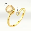 【I.Dear Jewelry】正白K-氣質貓眼-貓眼石晶鑽造型可調侶開口旋轉銀戒指(3色/韓版/INS風)