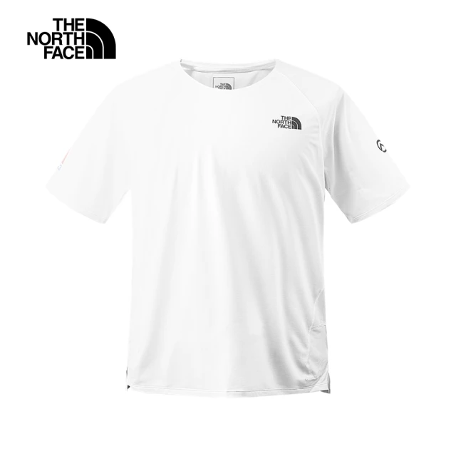 The North Face 官方旗艦 北面男款白色吸濕排汗經典LOGO短袖T恤｜7ZTROD5(上衣/運動/防曬)