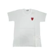 【川久保玲】CDG 女款 紅色雙疊愛心刺繡logo短袖T恤(白)