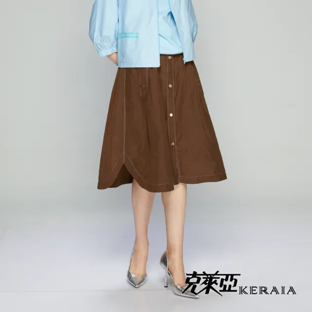 【KERAIA 克萊亞】法式布朗尼車線風衣布裙