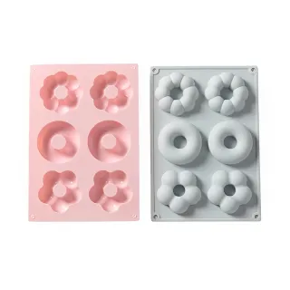 【HATSU】六連三種造型甜甜圈模具(矽膠模具 嬰兒蒸糕 輔食 烘焙 蛋糕 甜點 巧克力 擴香石 蠟燭 手工皂 diy)