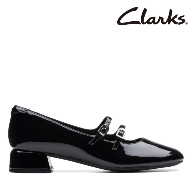 ClarksClarks 女鞋 Daiss30 Shine 小圓頭雙條帶柔軟漆皮瑪莉珍鞋 跟鞋(CLF74712D)