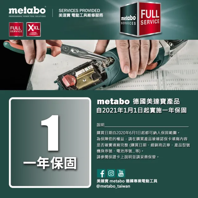 【metabo 美達寶】18V鋰電起子機/鎚鑽/砂輪機 三機組(套裝優惠)