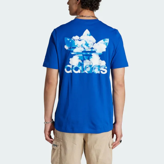 【adidas 愛迪達】TS Cloud Tee 男 短袖 上衣 T恤 亞洲版 經典 三葉草 寬鬆 純棉 藍(IL5154)