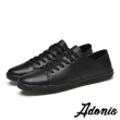 【Adonis】真皮板鞋 平底板鞋 兩穿板鞋/真皮兩穿法設計百搭時尚休閒板鞋-男鞋(黑)