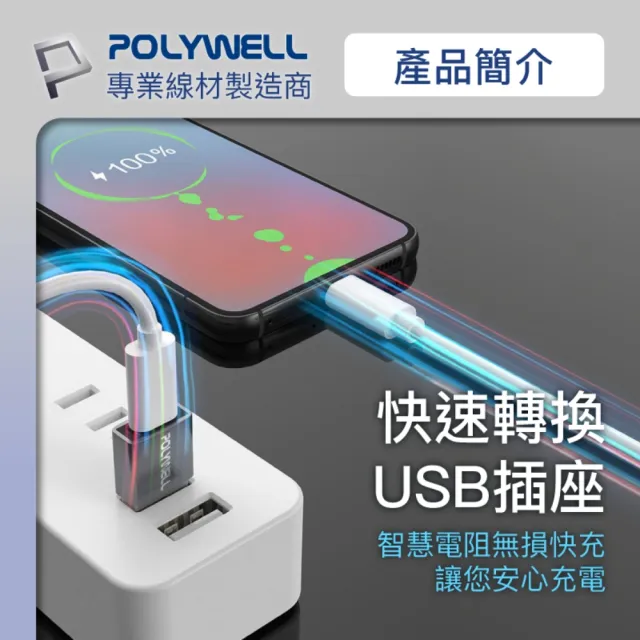 【POLYWELL】USB3.1 Gen1 C公轉A母 轉接頭 /鋁殼 /灰色