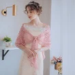 【OMUSES】蕾絲雪紡亮片珠飾玫粉色披肩11-7135(F)