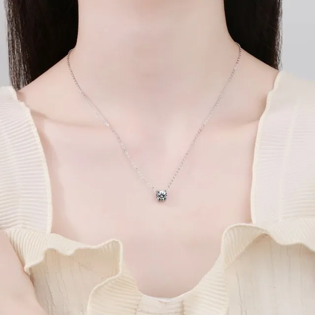 【巴黎精品】現貨+預購 莫桑鑽石項鍊飾品配件925純銀項鍊(輕奢華麗1克拉鑽石項鏈莫桑鑽項鍊a1cn4)