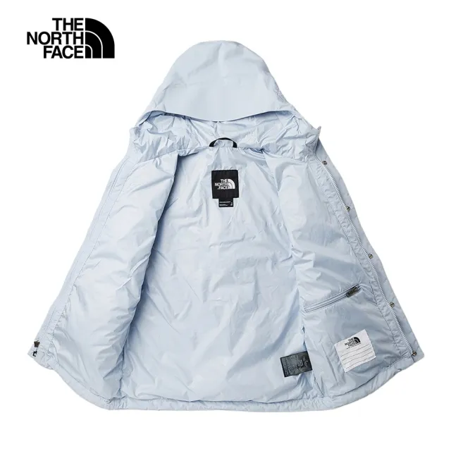 【The North Face 官方旗艦】北面兒童黑淺藍拼接防水透氣連帽衝鋒衣｜8742LPI