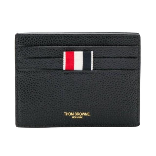 【THOM BROWNE】雙11  經典織帶 黑色 帆布 小牛皮 卡片套 扁平卡夾(MAW165B05581001)