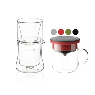 【PO:】手沖咖啡玻璃杯組(咖啡杯350ml/濾杯組)(多色可選)